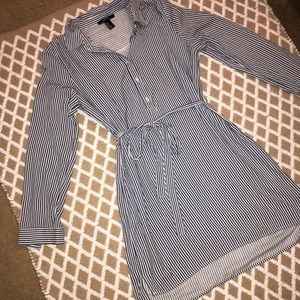 Blue and white striped dress